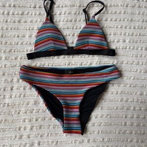 Onia Swimwear Rainbow Stripe Bikini Set Size XS